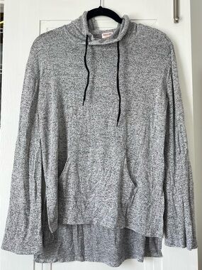 Mossimo Supply Co. Heather Gray Cowl Neck Pullover with Drawstring